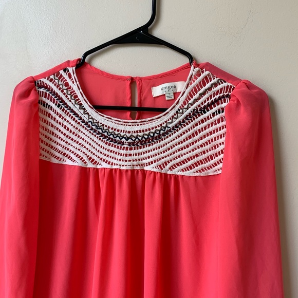Umgee Pink Boho Blouse with Embroidery Small - Picture 8 of 10